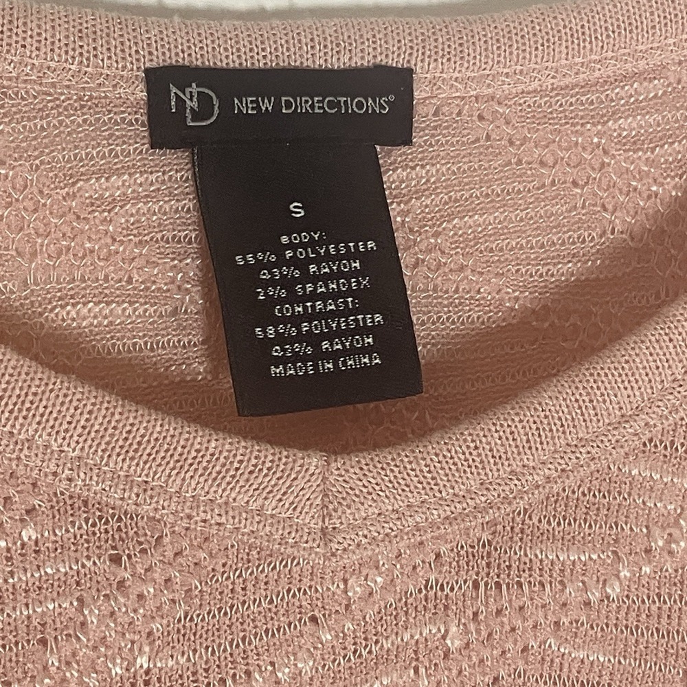 New Directions Sweater Womens Small Baby Pink Hi Low Boho Crochet V Neck Casual - Picture 10 of 15